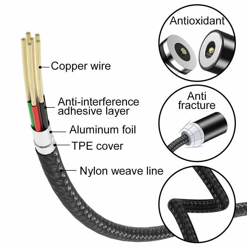 2 In 1 USB To Micro USB + USB-C / Type-C Magnetic Metal Connector Data Cable, Cable Length: 1m(Gold)