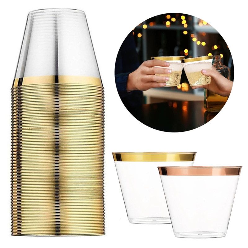 20Pcs 9OZ Portable Disposable Plastic Cups Tableware-Silver
