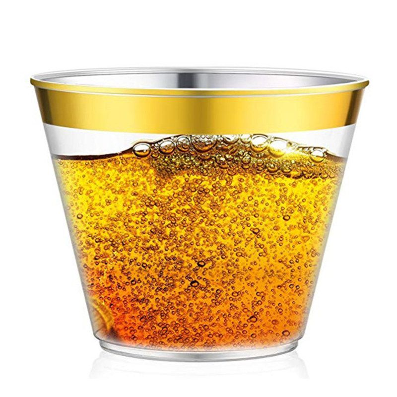20Pcs 9OZ Portable Disposable Plastic Cups Tableware-Silver