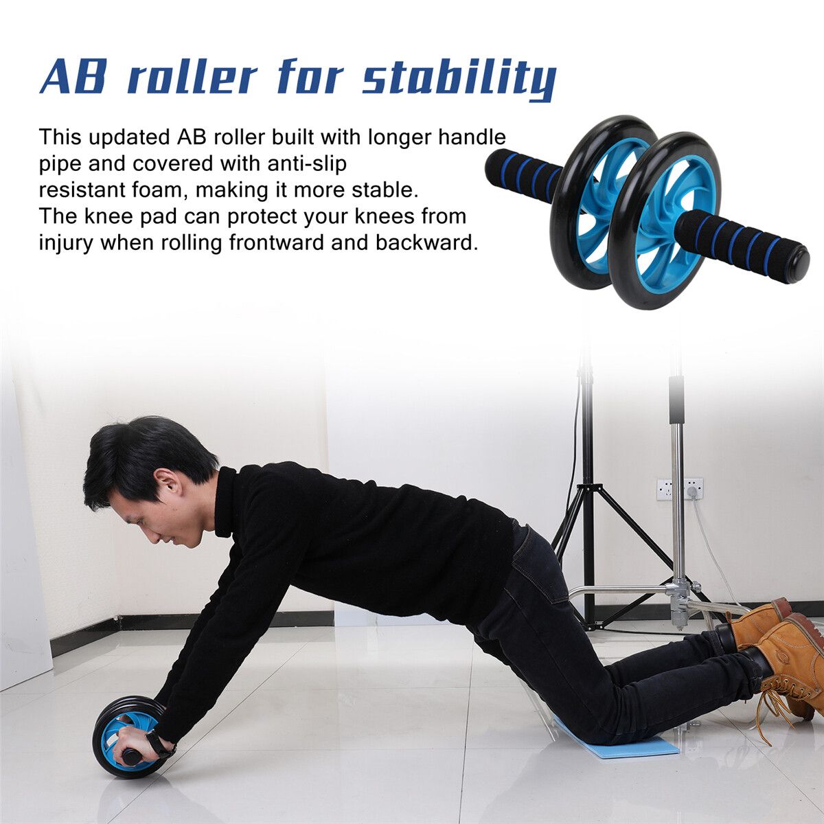 8/7PCS AB Wheel Roller Kit With Push-Up Bar Jump Rope Hand Gripper And Knee Pad Core Carver Fitness Workout Home Fitness Muscle Training Set 8PCS-SET