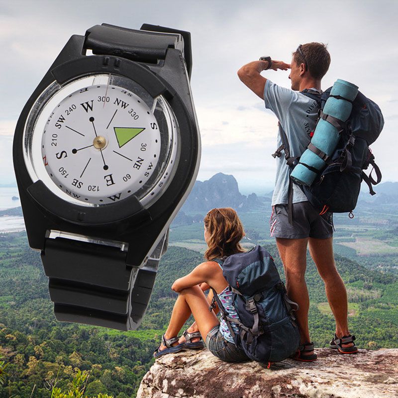 1pc Military Tactical Wrist Compass Outdoor Black Band