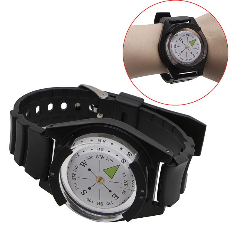 1pc Military Tactical Wrist Compass Outdoor Black Band