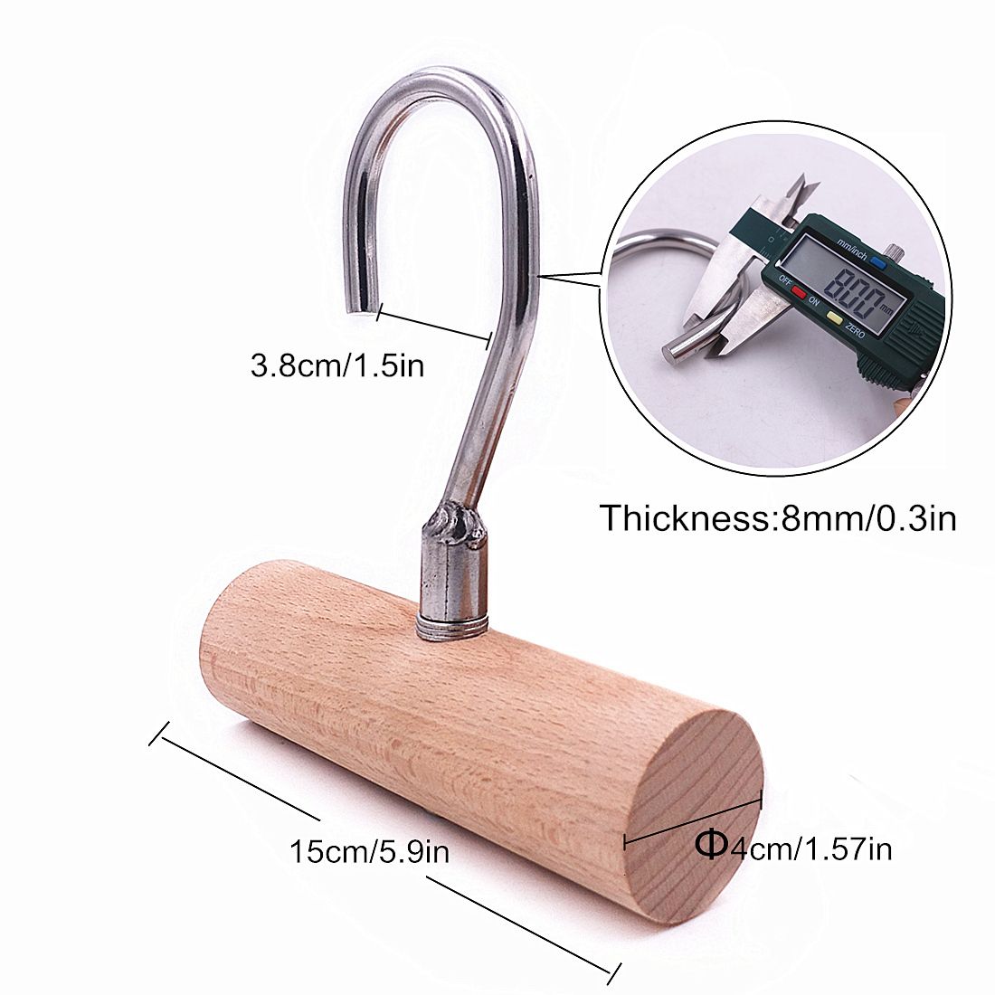 1 Pair Pull Up Workout Grips Wooden Heavy Duty Bar With Hook For Weight Lifting Deadlift Arm