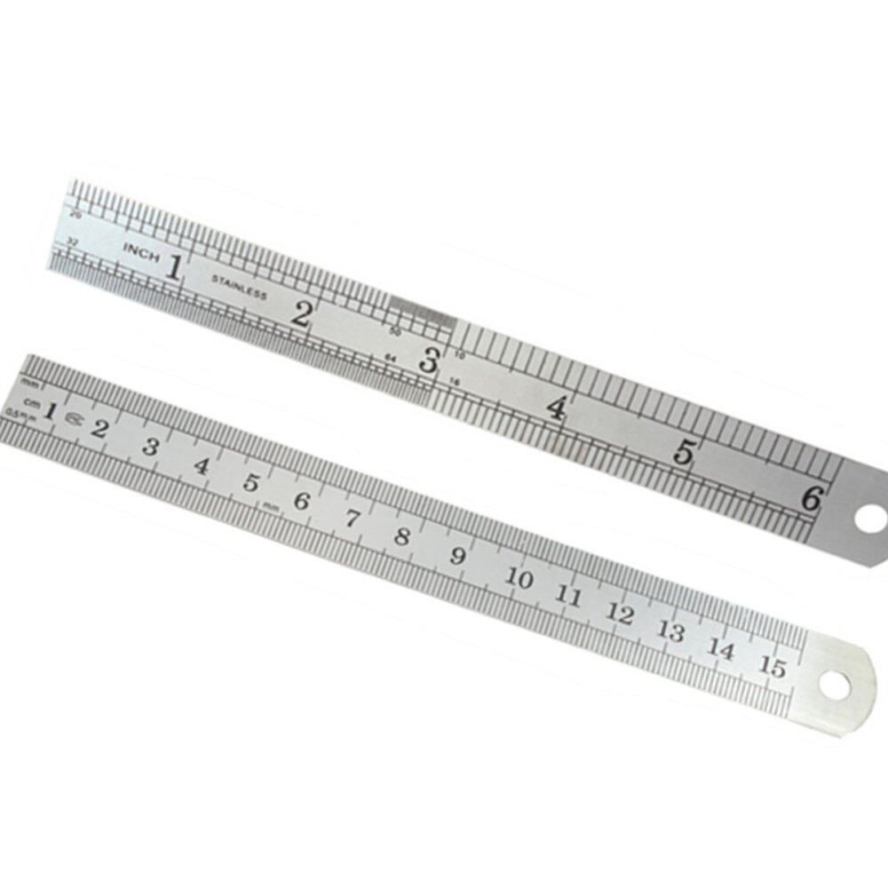 5Pcs 6'' 15cm Double Side Stainless Steel Measuring Straight Ruler Metric Silver