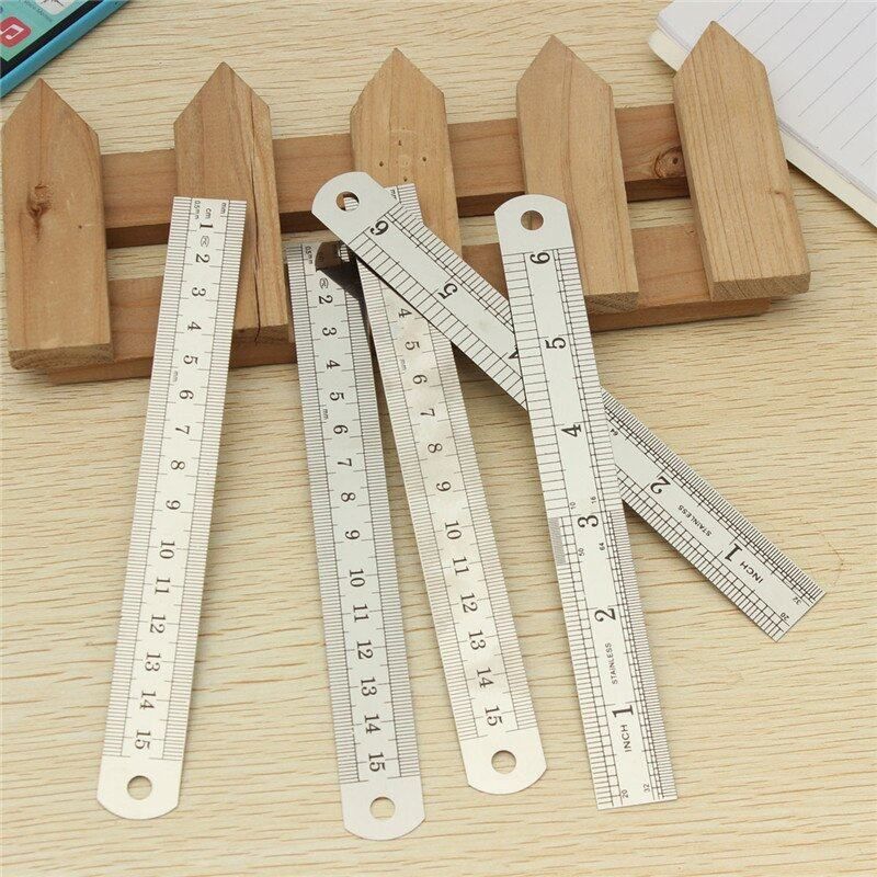 5Pcs 6'' 15cm Double Side Stainless Steel Measuring Straight Ruler Metric Silver
