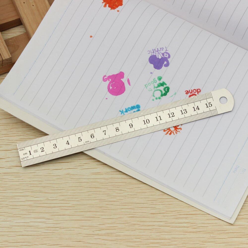 5Pcs 6'' 15cm Double Side Stainless Steel Measuring Straight Ruler Metric Silver