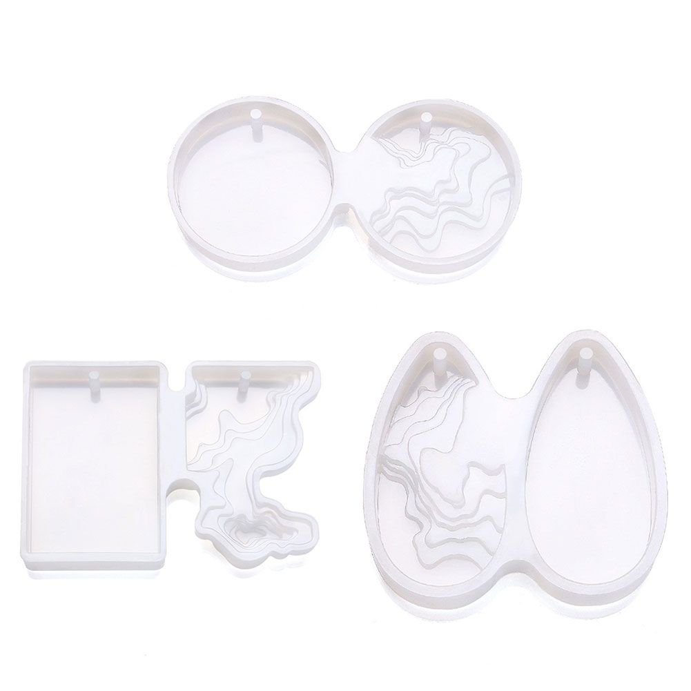 3Pcs Silicone Round Teardrop Mould Resin-Transparent