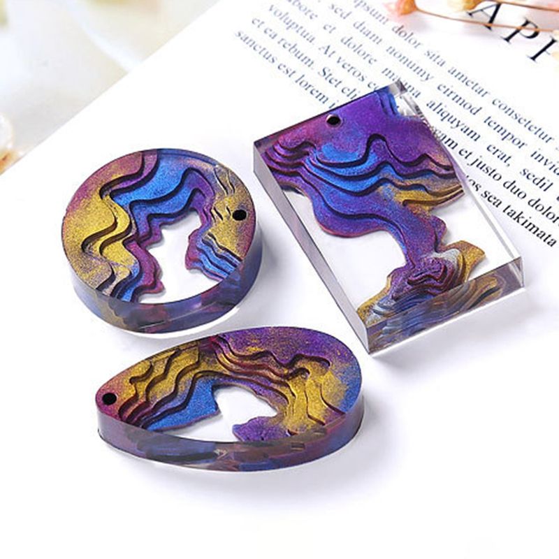 3Pcs Silicone Round Teardrop Mould Resin-Transparent