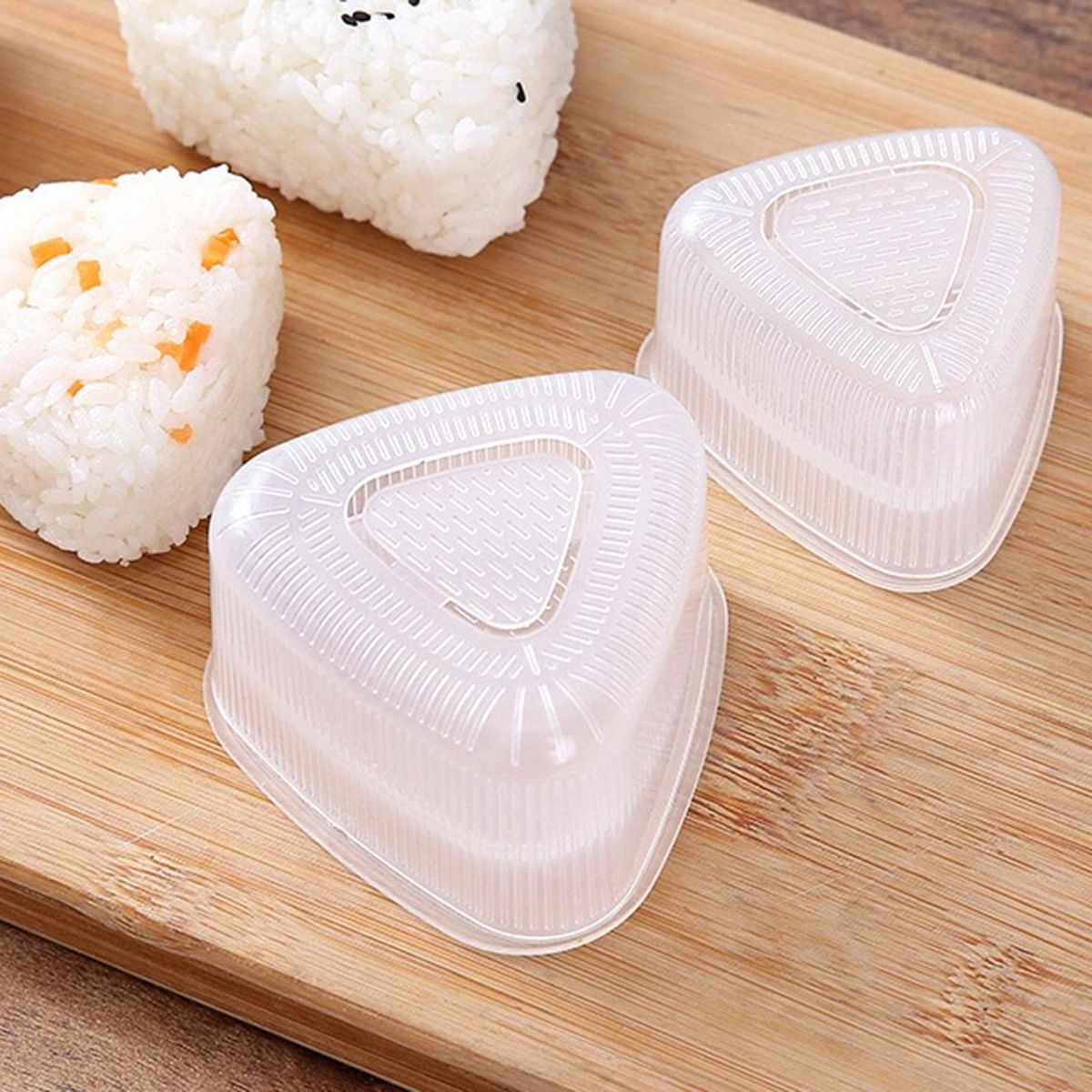2Pcs Sushi Mold Bento Rice Ball Triangular Press Sushi Mold White