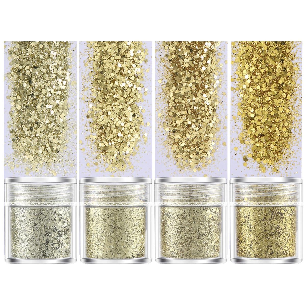 4 Boxes Nail Art Sequin Colorful Nail Powder Nail Art Sequins Champaign Gold