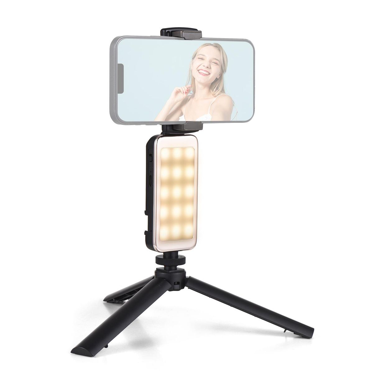 Mini Photography Lamp Dimmable LED Light Portable Vlog Light 88 LED Beads Bi-color Light Modes 500mAh Battery USB Charging Port 2500K-9000K Dimmable with Foldable Phone Clip 1/4in Threaded Hole