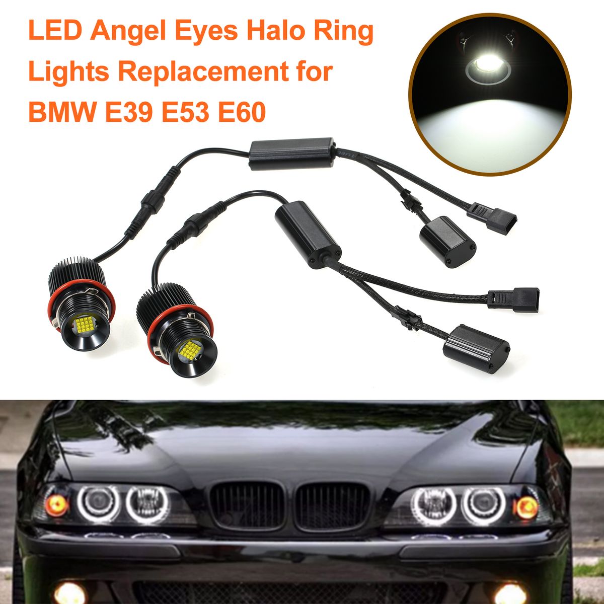 40W/pcs Angel Eyes Halo Ring Marker Lights Bulb 16SMD White