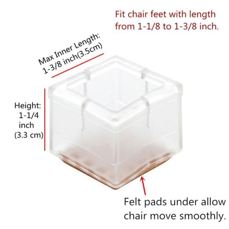 2 PCS Square Chair Leg Rubber Protector