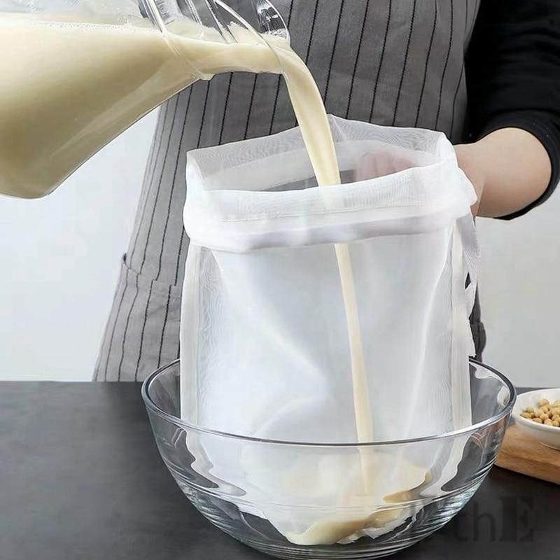 3pcs Soy Milk Wine Filter Bag Nut Milk Bag Tea Coffee Oil Yogurt Filter Net Mesh Kitchen Food Reusable Nylon Filter Bags Strainer