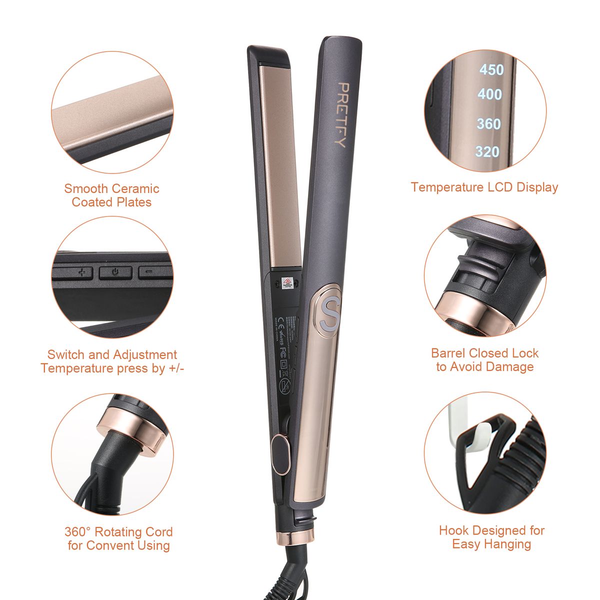 Portable Hair Straightener Ionic Electric Ceramic