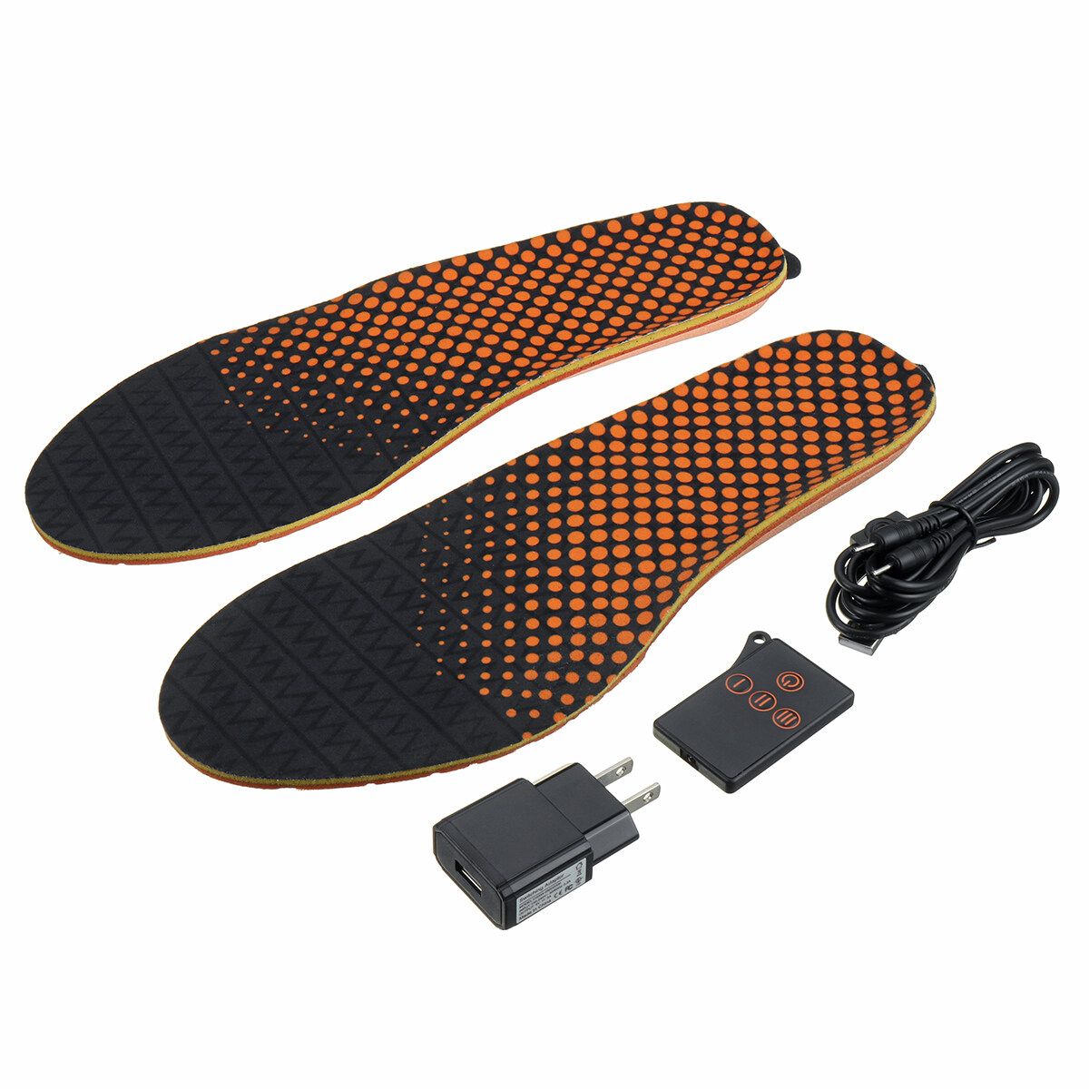 3.7V Rechargeable Electric Heated Insoles Warm Sock Winter Heater Pad W/Remote 41-46