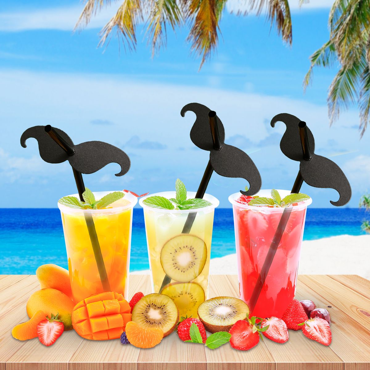 10PCS Beard Drinking Straws Disposable Degradable Drinking