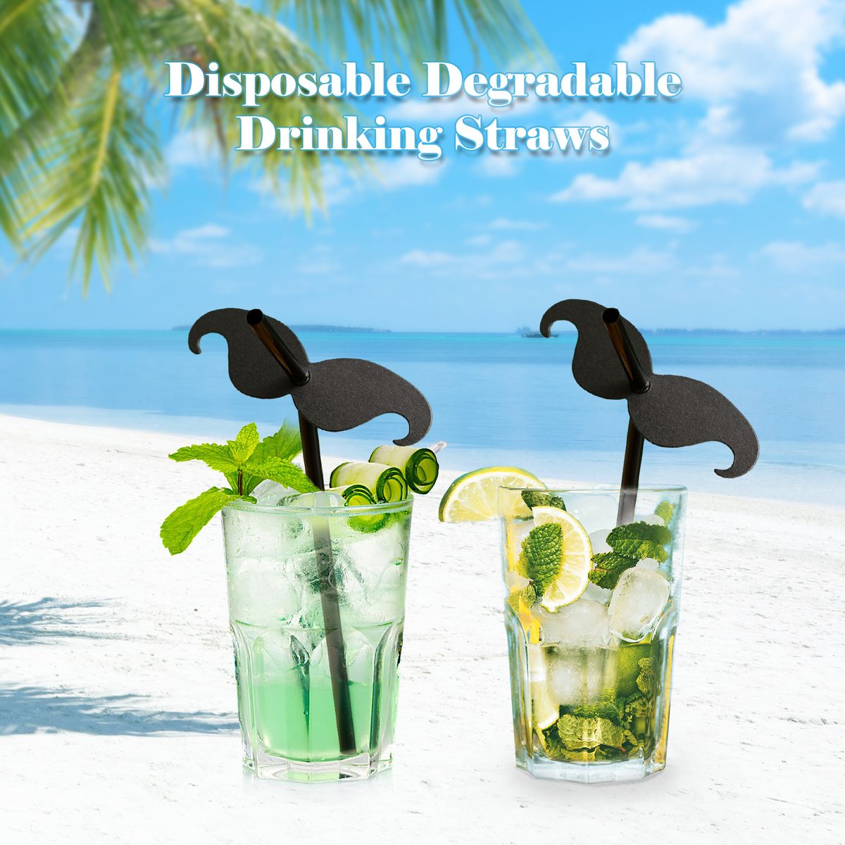 10PCS Beard Drinking Straws Disposable Degradable Drinking