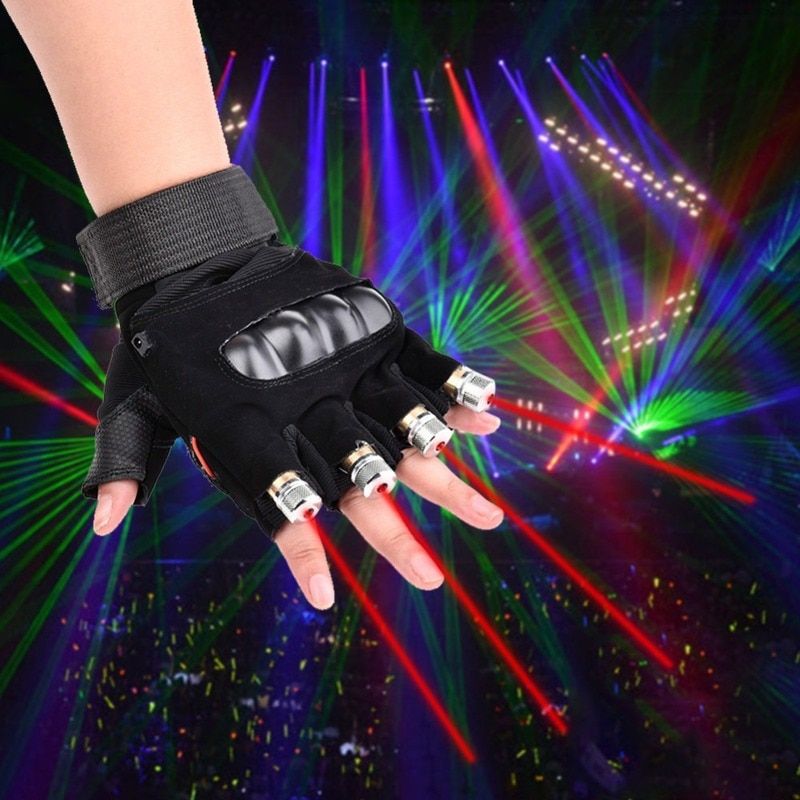 Green Laser Beam Multi Beam Laser Gloves Luminous Glove Stage Props DJ Night Glow Props Led Palm Finger Light Dancing Club DJ-Left Hand
