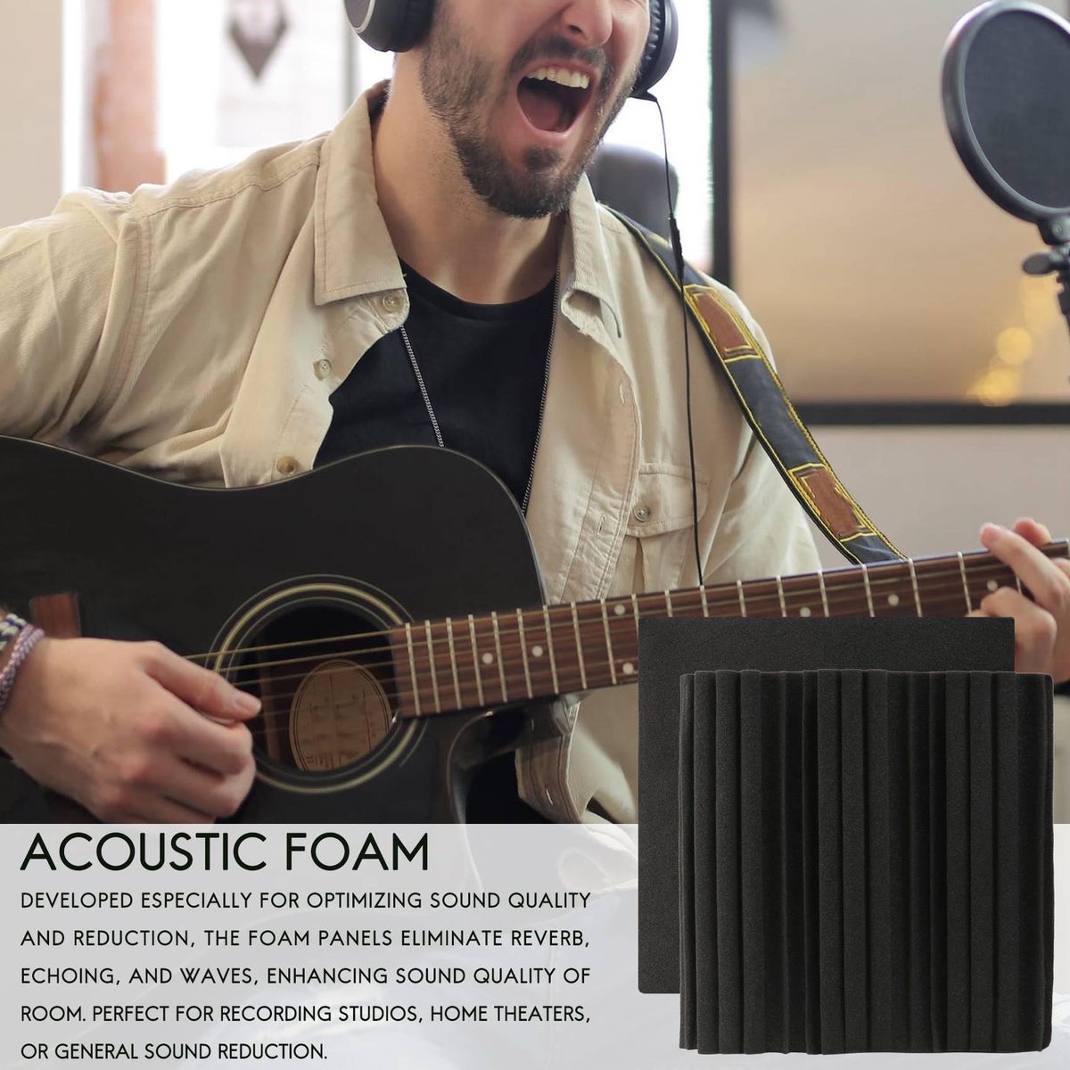 12Pcs Acoustic Foam Panels 12 hX12 X2inch Soundproofing