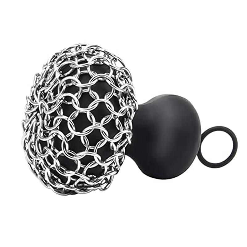 Cast Iron Chainmail Scrubber Cast Iron Skillet Cleaner for Fry Pan Cleaner Cast Iron Skillet Cleaner Chain Black