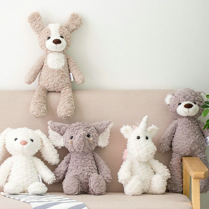 High Quality Soft Long Legs Bunny Teddy Bear Dog Elephant Unicorn Stuffed Cartoon Animals Baby Appease Toy Doll Toy For Children(#pink Bunny 37cm)