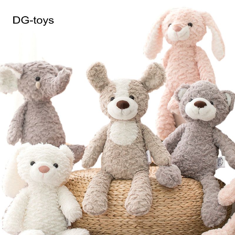 High Quality Soft Long Legs Bunny Teddy Bear Dog Elephant Unicorn Stuffed Cartoon Animals Baby Appease Toy Doll Toy For Children(#pink Bunny 37cm)
