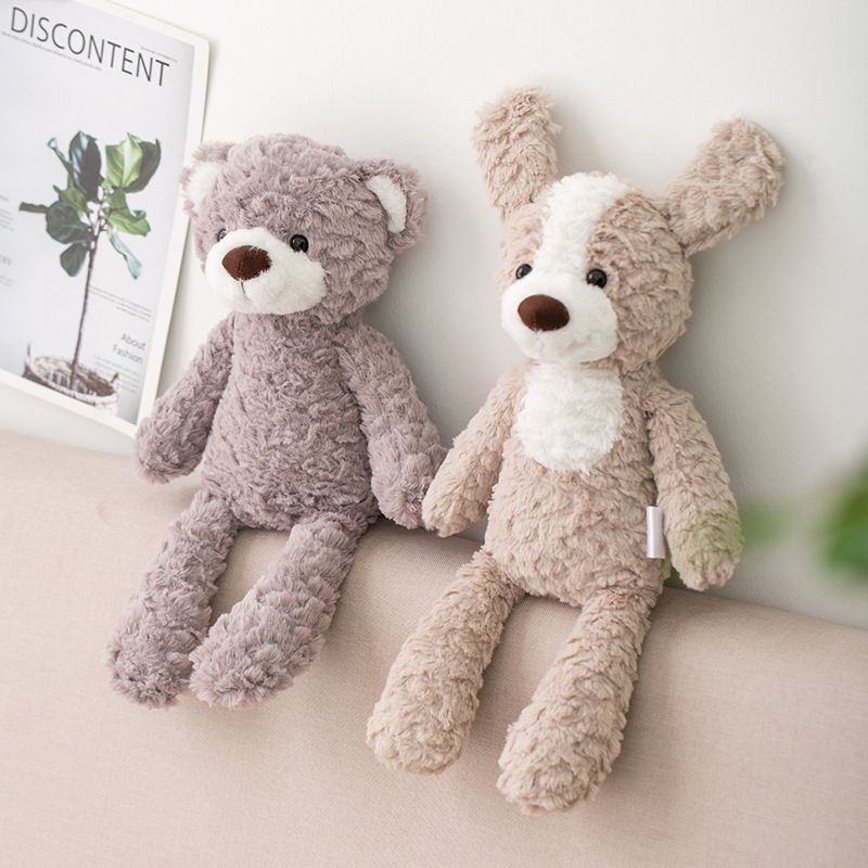 High Quality Soft Long Legs Bunny Teddy Bear Dog Elephant Unicorn Stuffed Cartoon Animals Baby Appease Toy Doll Toy For Children(#pink Bunny 37cm)