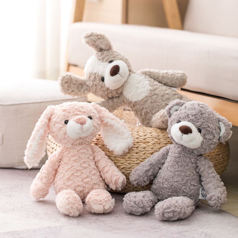 High Quality Soft Long Legs Bunny Teddy Bear Dog Elephant Unicorn Stuffed Cartoon Animals Baby Appease Toy Doll Toy For Children(#pink Bunny 37cm)