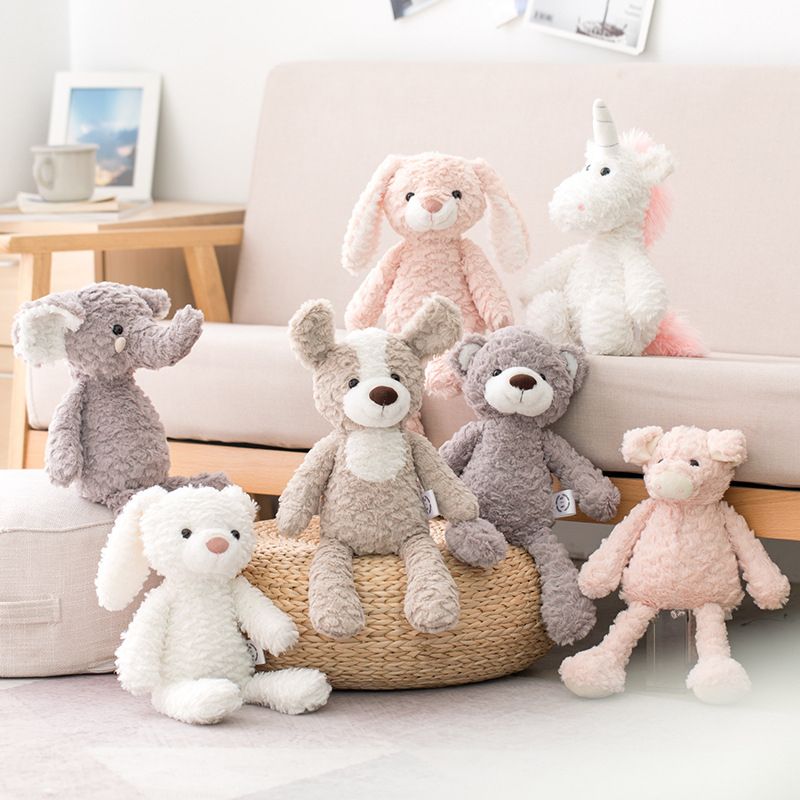 High Quality Soft Long Legs Bunny Teddy Bear Dog Elephant Unicorn Stuffed Cartoon Animals Baby Appease Toy Doll Toy For Children(#pink Bunny 37cm)