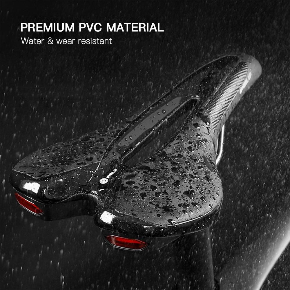 Bike Saddle Bicycle Soft Saddle with USB Charging Warning Taillight Breathable Seat Cushion for Mountain Bike Road Bike