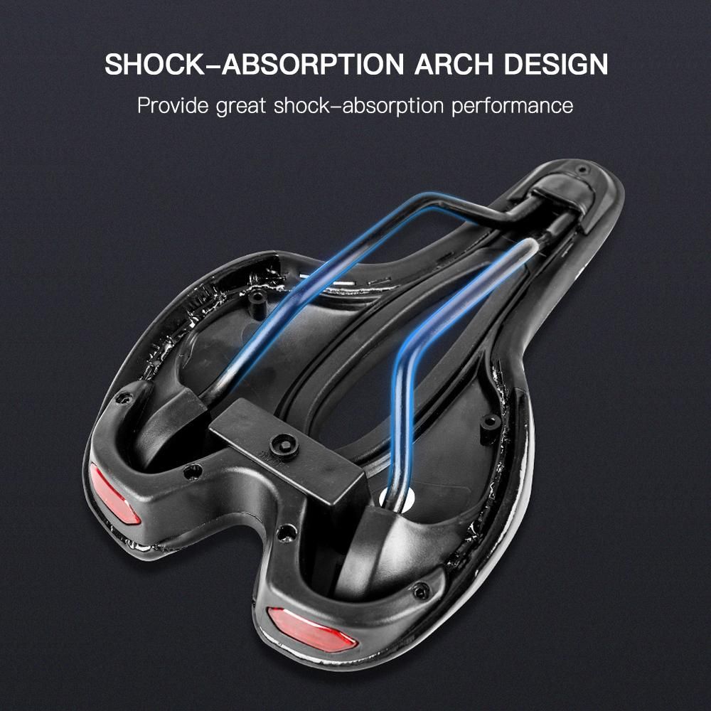 Bike Saddle Bicycle Soft Saddle with USB Charging Warning Taillight Breathable Seat Cushion for Mountain Bike Road Bike