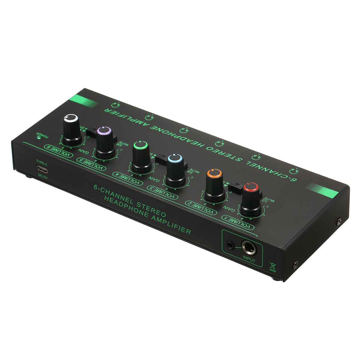 6-Channel Stereo Headphone Amplifier Compact 6 Channels Mini