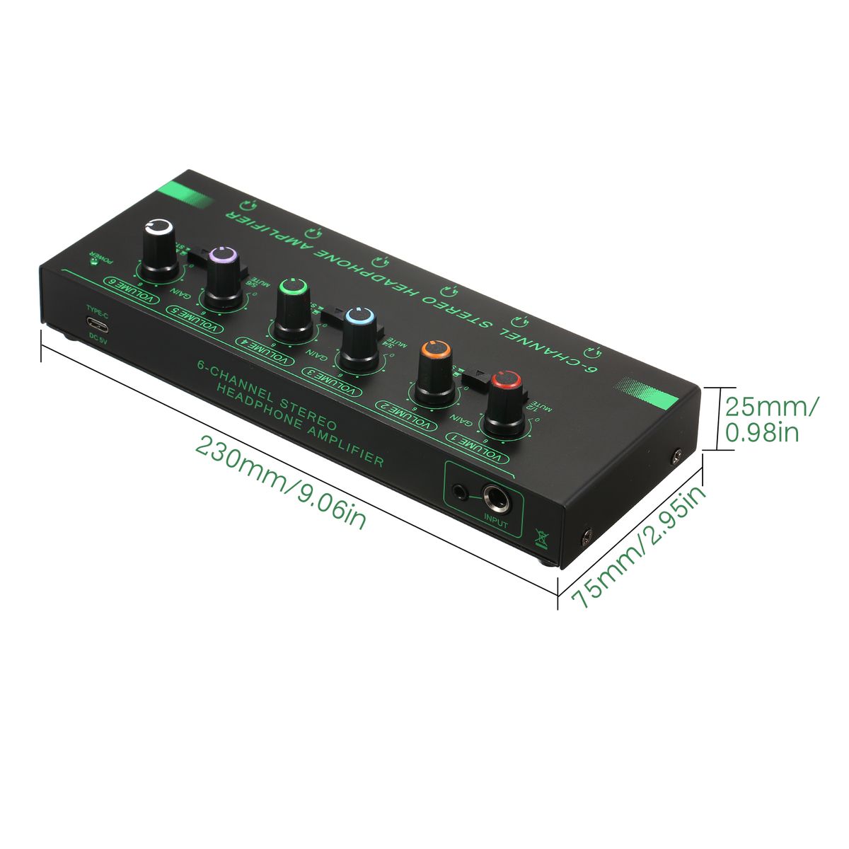 6-Channel Stereo Headphone Amplifier Compact 6 Channels Mini