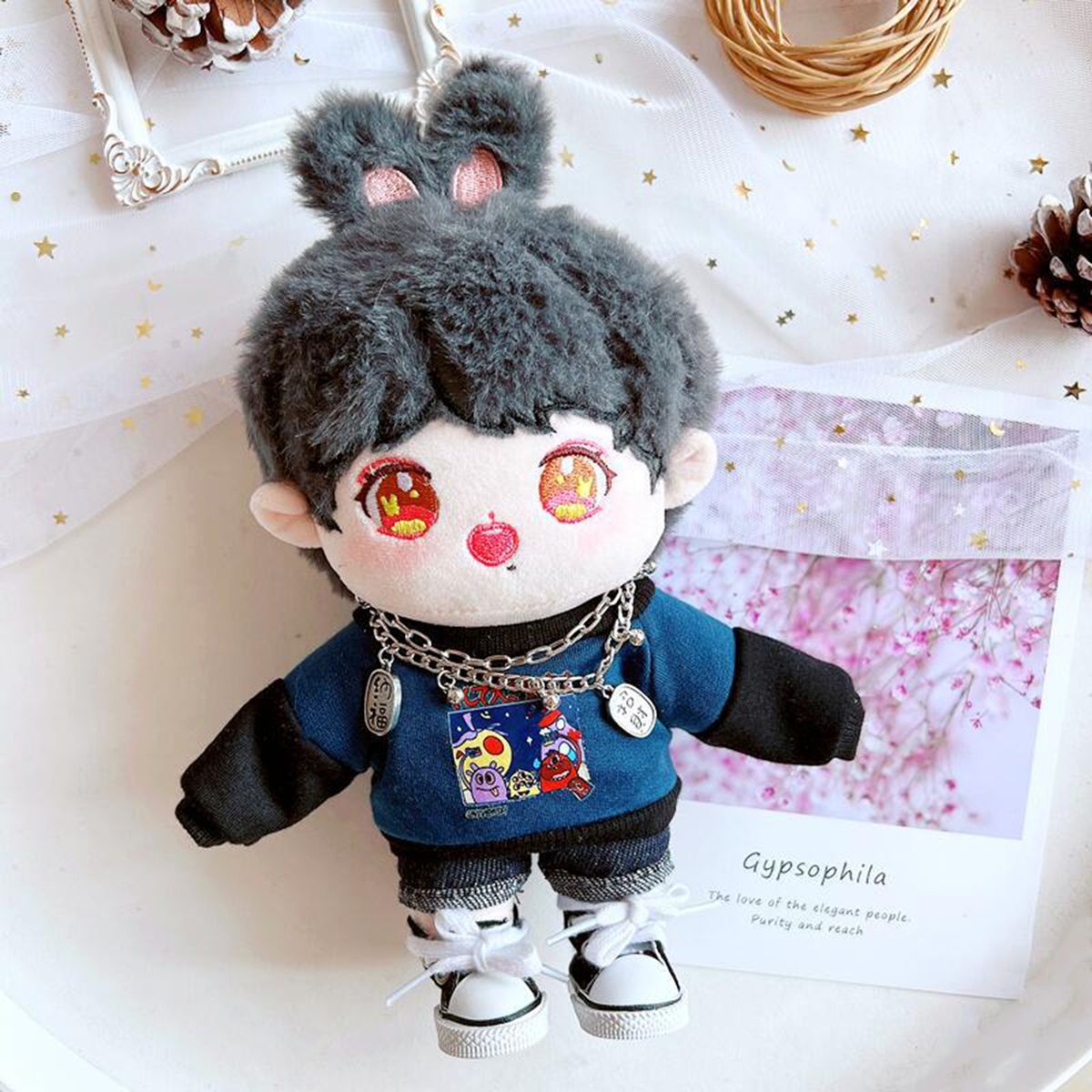 Doll Top Shirt Doll Pullover Top 20cm Stuffed Idol Doll Clothes Blue