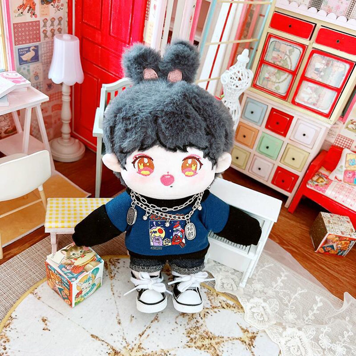 Doll Top Shirt Doll Pullover Top 20cm Stuffed Idol Doll Clothes Blue
