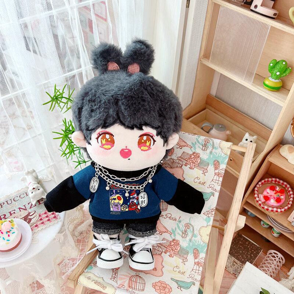 Doll Top Shirt Doll Pullover Top 20cm Stuffed Idol Doll Clothes Blue