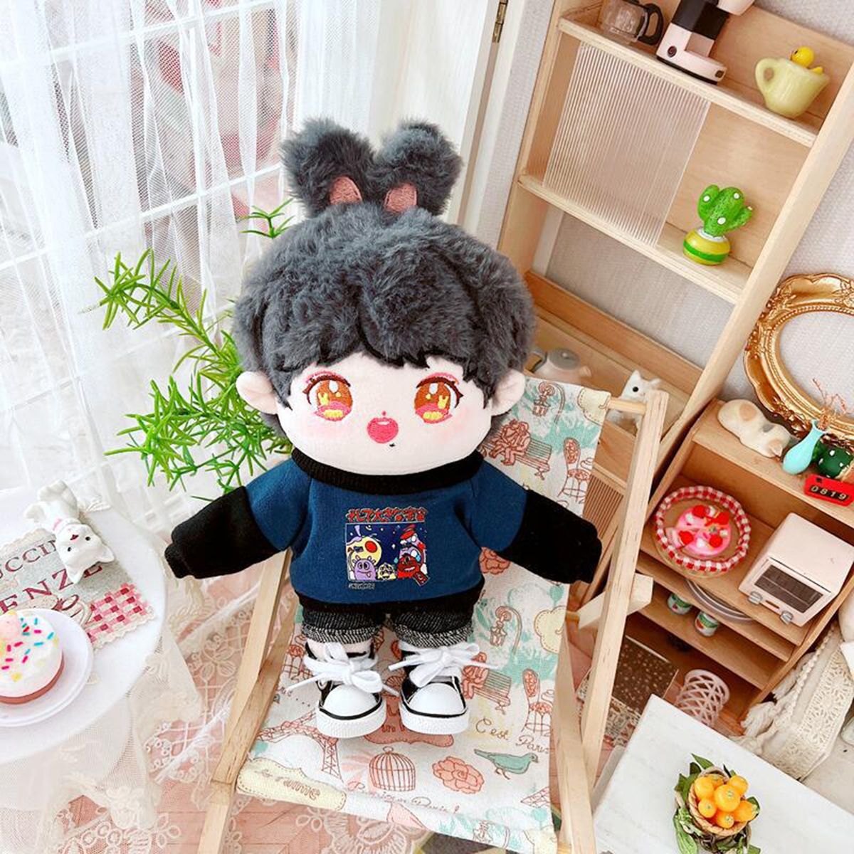 Doll Top Shirt Doll Pullover Top 20cm Stuffed Idol Doll Clothes Blue