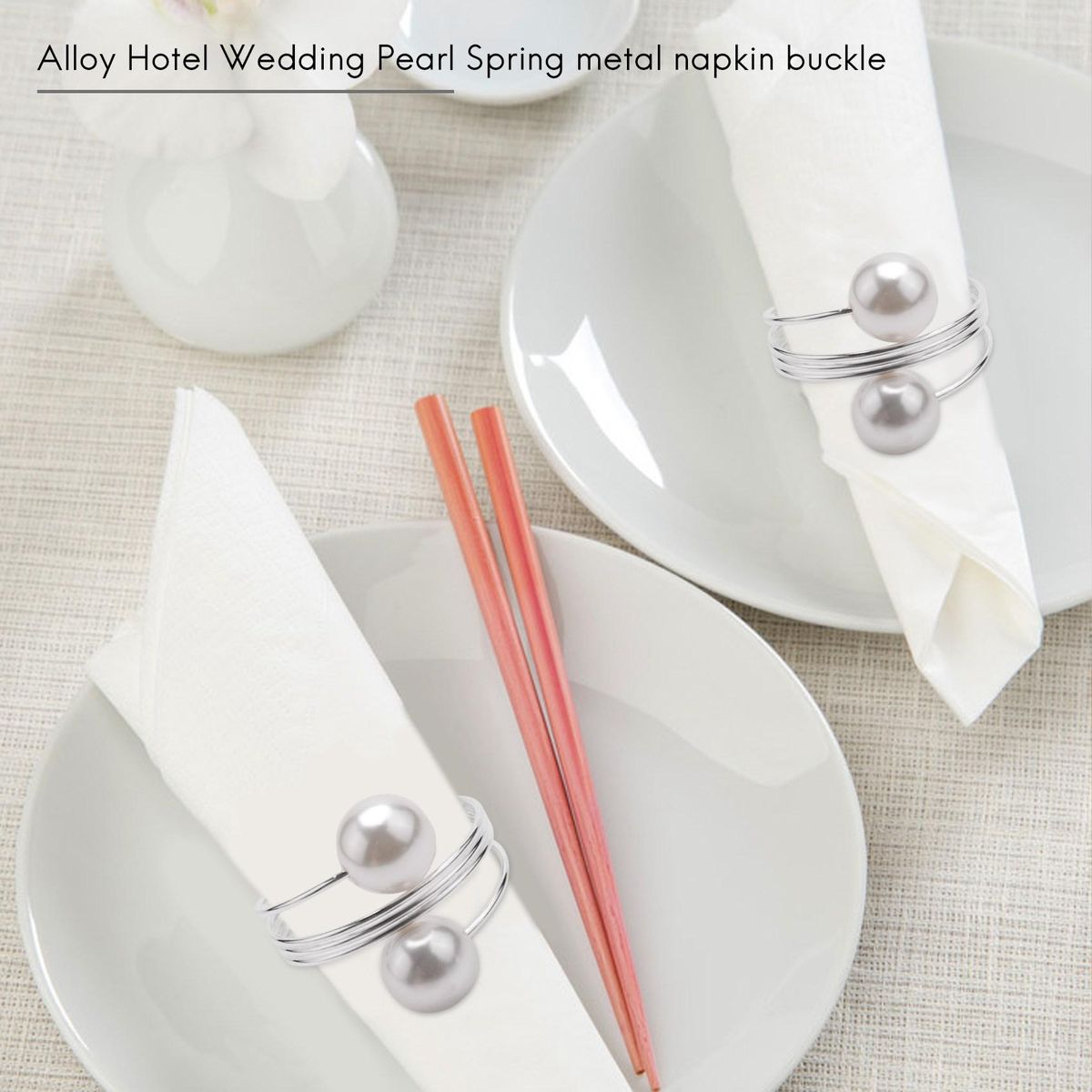 12 Pcs Pearl Napkin Buckle Hoop Napkin Rings Circle