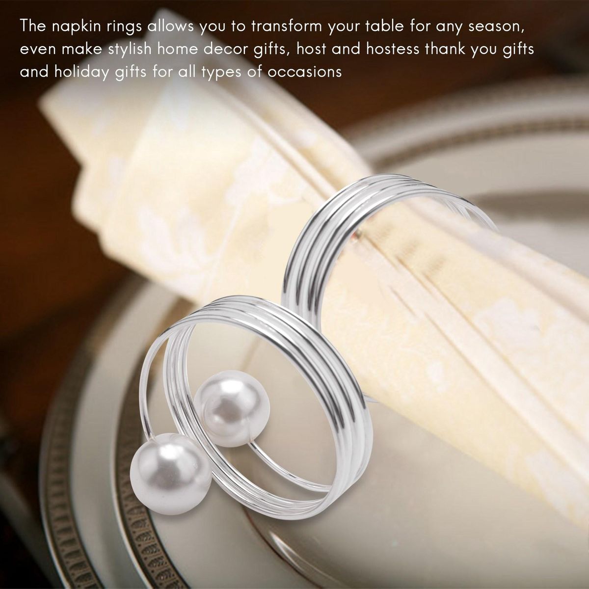 12 Pcs Pearl Napkin Buckle Hoop Napkin Rings Circle