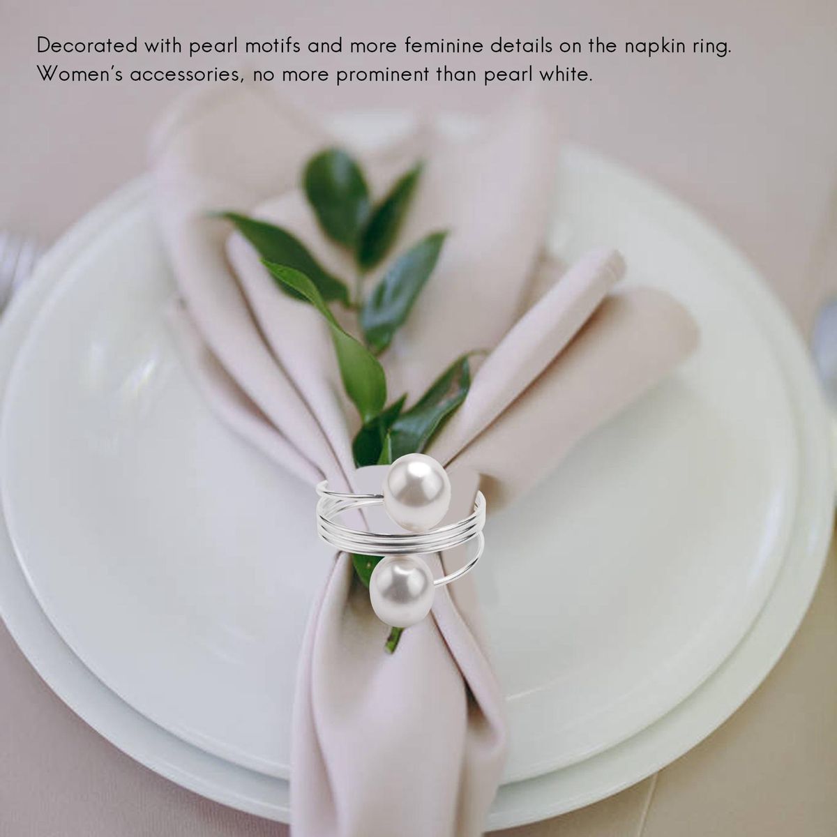 12 Pcs Pearl Napkin Buckle Hoop Napkin Rings Circle