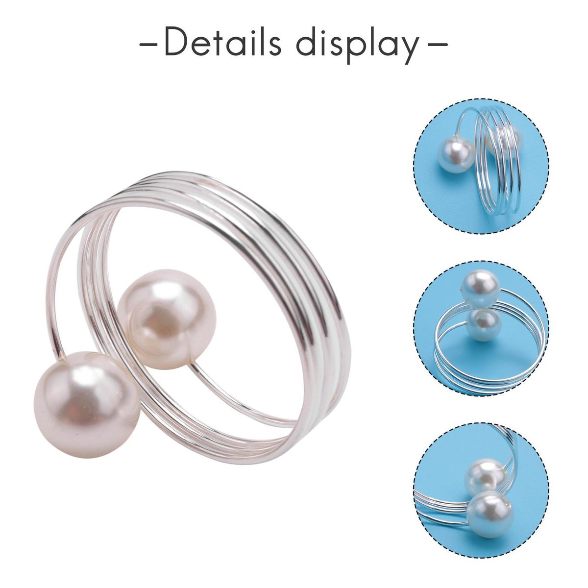 12 Pcs Pearl Napkin Buckle Hoop Napkin Rings Circle