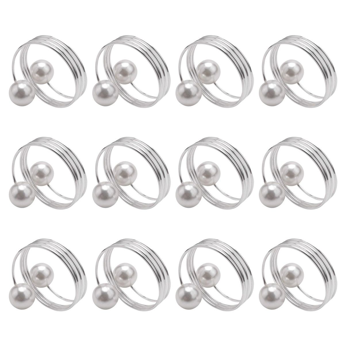 12 Pcs Pearl Napkin Buckle Hoop Napkin Rings Circle