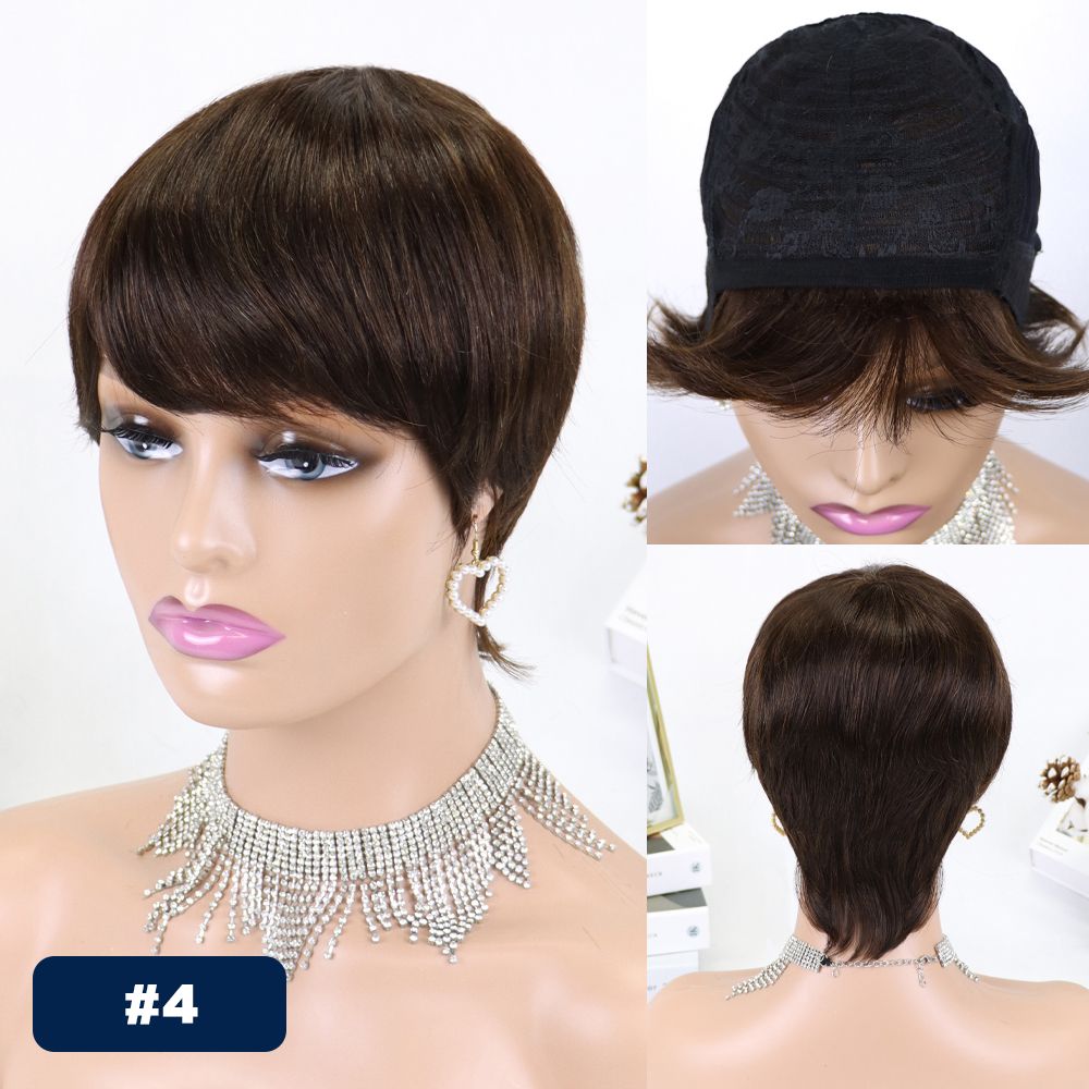 Short Bob Straight Human S With Bangs Brazilian Virgin Hair
