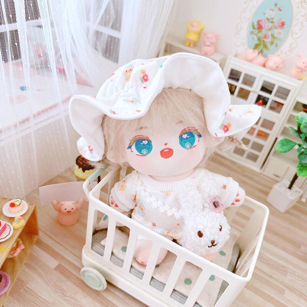 1 Set Doll Jumpsuit Dot Printed Bodysuit 20cm Cotton Doll Clothing Blue