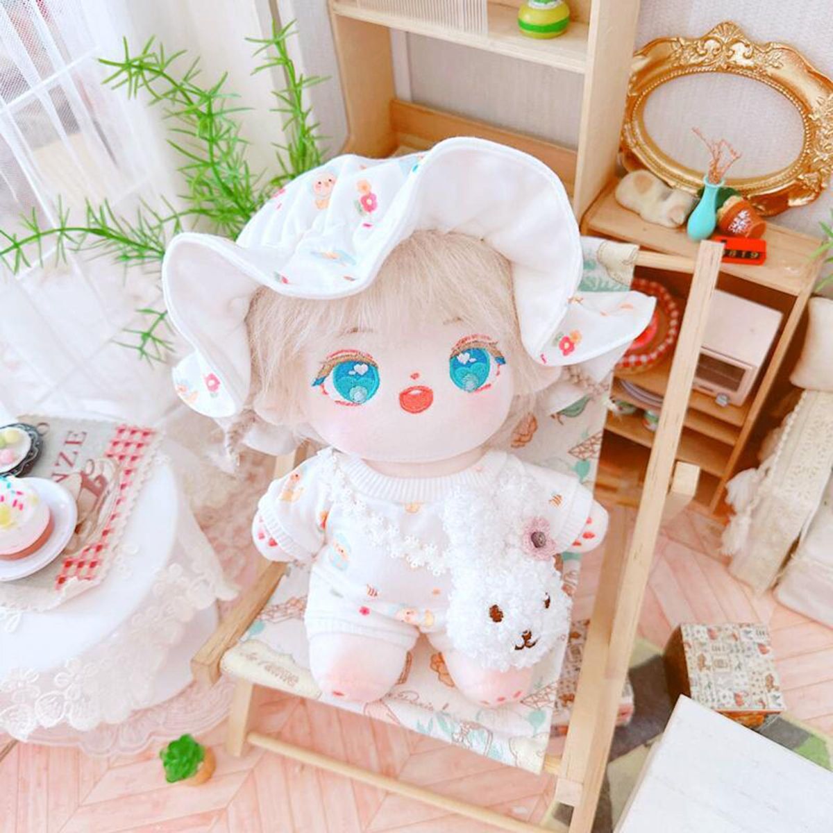 1 Set Doll Jumpsuit Dot Printed Bodysuit 20cm Cotton Doll Clothing Blue