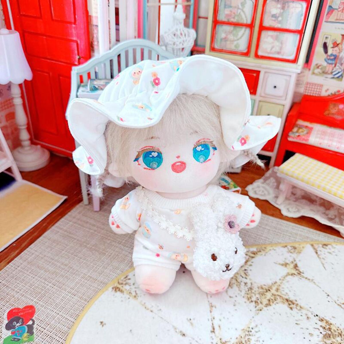 1 Set Doll Jumpsuit Dot Printed Bodysuit 20cm Cotton Doll Clothing Blue