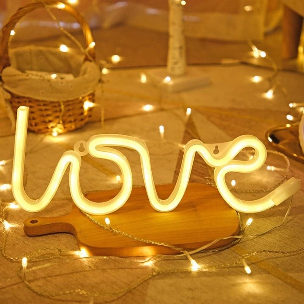 Love Neon Signs LED Light Wall Table Decor Battery Powered Night Lights for Parties Weddings Home Bar Pub Hotel