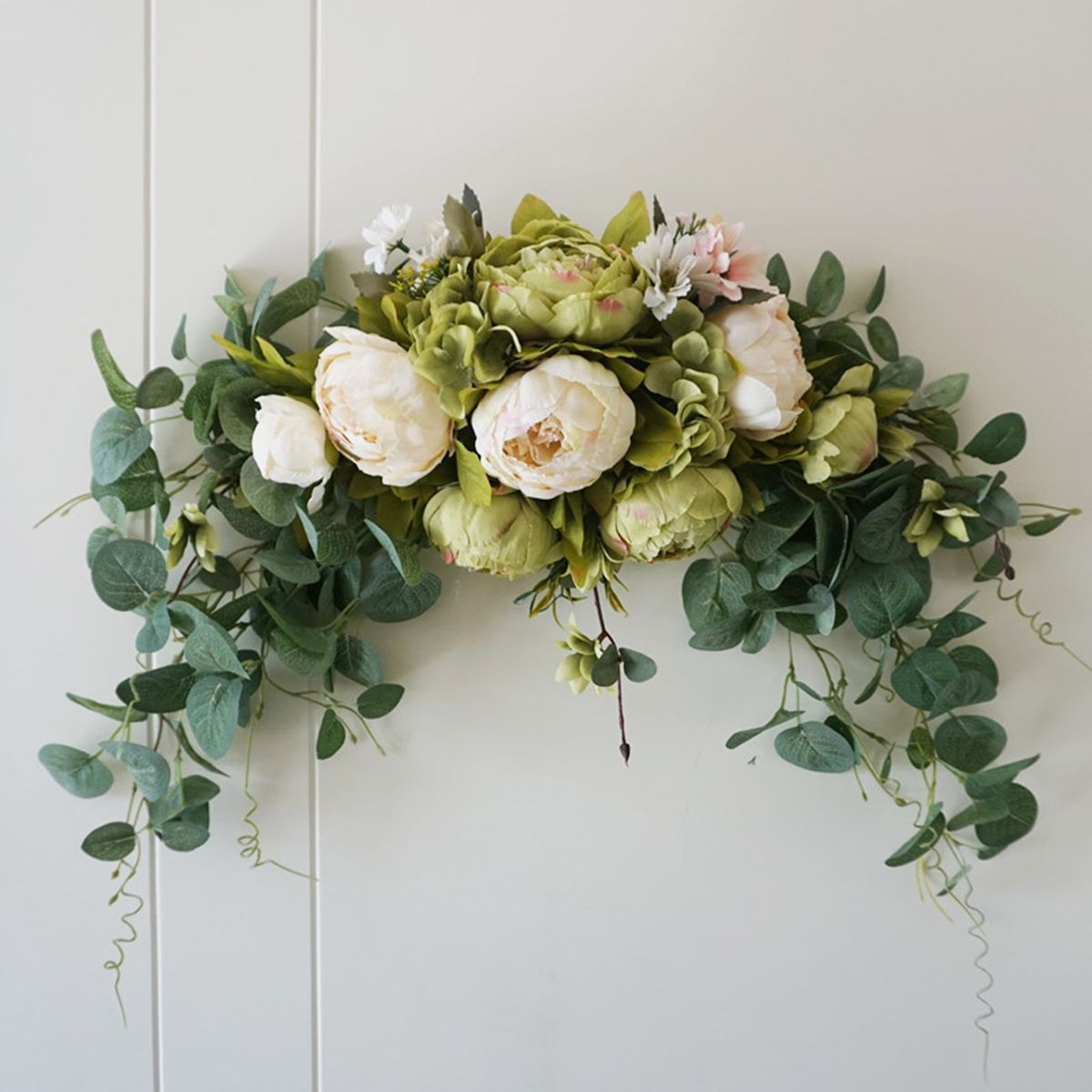 Artificial Wreath Door Threshold Flower DIY Wedding Home Living Room Party Pendant Wall Decor Christmas Garland Gift Rose Peony White
