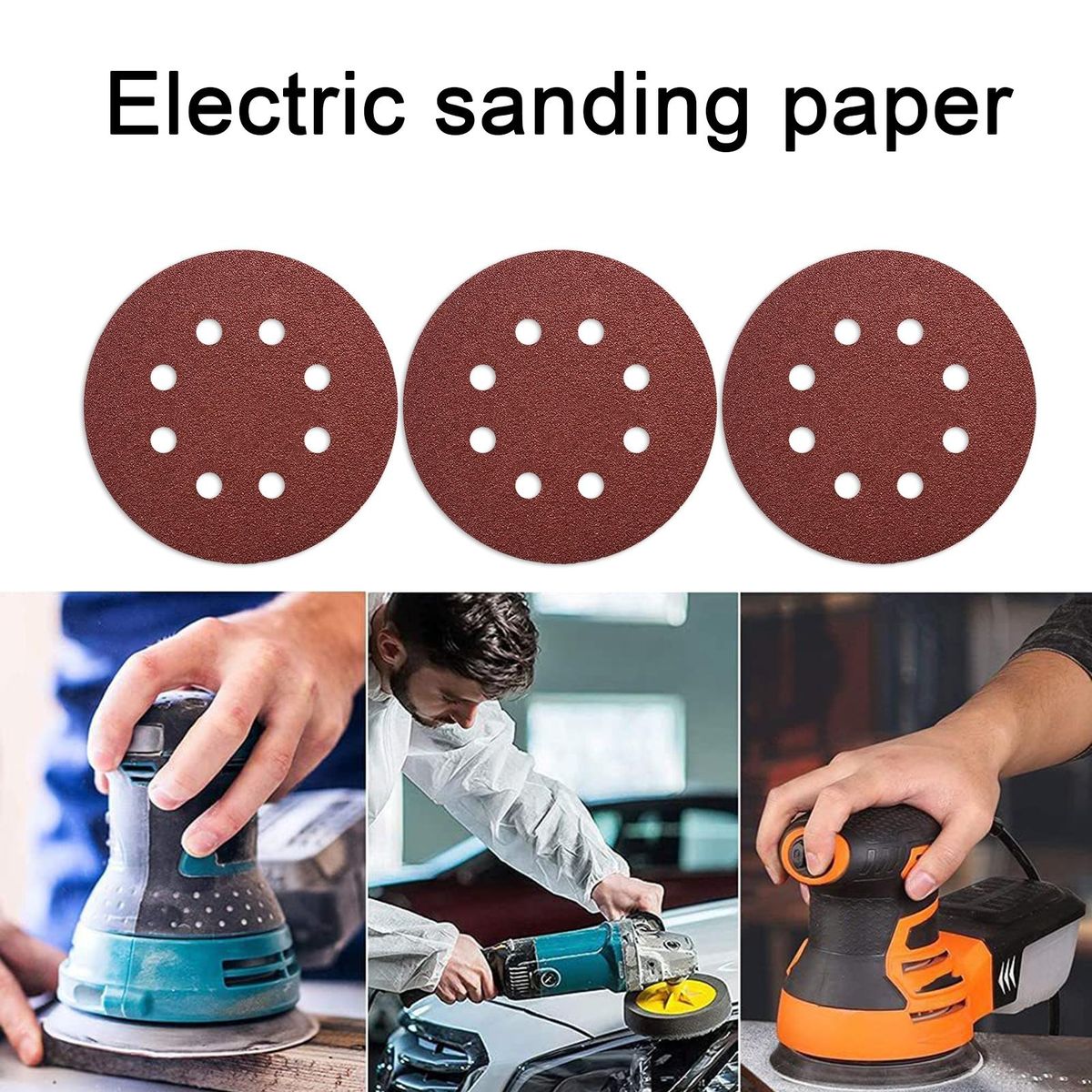100Pcs Polishing Sandpapers 125mm 8 Holes Disc Sandpapers
